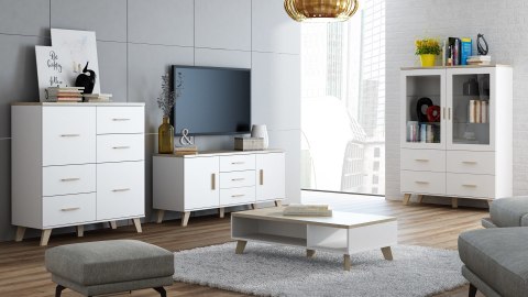 Komoda LOTTA 150 2D3S biały+ dąb sonoma Cama MEBLE Komoda LOTTA 150 2D3S biały+ dąb sonoma Cama MEBLE