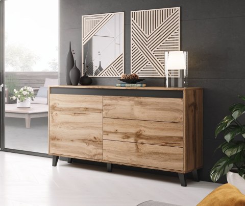 Komoda NORD 138cm dąb wotan/antracyt Cama MEBLE Komoda NORD 138cm dąb wotan/antracyt Cama MEBLE