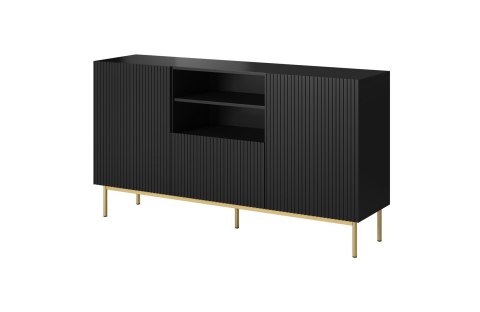 Komoda PAFOS na złotym stelażu ze stali 150x40x90 czarny mat Cama MEBLE Komoda PAFOS na złotym stelażu ze stali 150x40x90 czarny mat Cama MEBLE