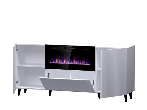 Komoda PAFOS z kominkiem elektrycznym 180x42x82 biały mat Cama MEBLE Komoda PAFOS z kominkiem elektrycznym 180x42x82 biały mat Cama MEBLE