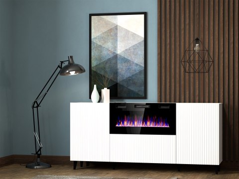 Komoda PAFOS z kominkiem elektrycznym 180x42x82 biały mat Cama MEBLE Komoda PAFOS z kominkiem elektrycznym 180x42x82 biały mat Cama MEBLE