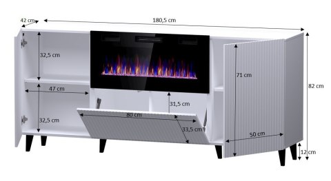 Komoda PAFOS z kominkiem elektrycznym 180x42x82 czarny mat Cama MEBLE Komoda PAFOS z kominkiem elektrycznym 180x42x82 czarny mat Cama MEBLE