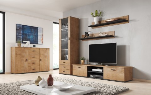 Komoda UNI dąb lefkas/ czarny Cama MEBLE Komoda UNI dąb lefkas/ czarny Cama MEBLE