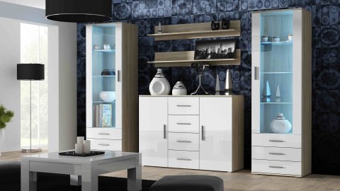 Komoda UNI dąb sonoma/ biały połysk Cama MEBLE Komoda UNI dąb sonoma/ biały połysk Cama MEBLE