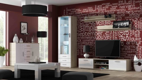 Komoda UNI dąb sonoma/ biały połysk Cama MEBLE Komoda UNI dąb sonoma/ biały połysk Cama MEBLE