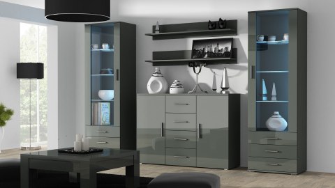 Komoda UNI szary/ szary połysk Cama MEBLE Komoda UNI szary/ szary połysk Cama MEBLE