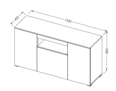 Komoda VIVA 150 biały/ biały połysk+ dąb sonoma Cama MEBLE Komoda VIVA 150 biały/ biały połysk+ dąb sonoma Cama MEBLE
