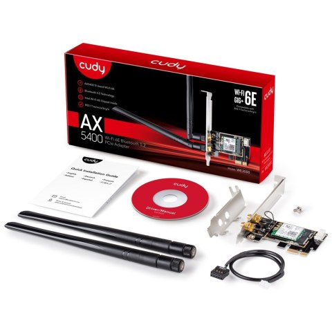 Karta sieciowa CUDY WE3000 AX5400 Wi-Fi 6 + BT 5.2 Intel AX210 PCIe CUDY Karta sieciowa CUDY WE3000 AX5400 Wi-Fi 6 + BT 5.2 Intel AX210 PCIe CUDY