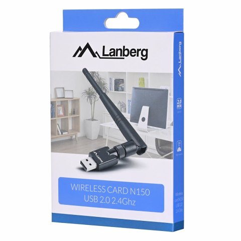 Karta sieciowa Lanberg N150 NC-0150-WE (USB 2.0, Złącze anteny WiFi) Lanberg Karta sieciowa Lanberg N150 NC-0150-WE (USB 2.0, Złącze anteny WiFi) Lanberg