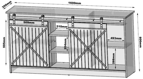 Komoda 160x80x35 GRANERO czarny/czarny poł Cama MEBLE Komoda 160x80x35 GRANERO czarny/czarny poł Cama MEBLE