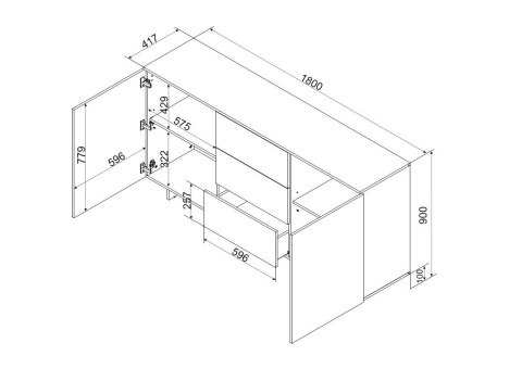 Komoda 2D3S ALMA 180x41,5xH90 kaszmir Cama MEBLE Komoda 2D3S ALMA 180x41,5xH90 kaszmir Cama MEBLE
