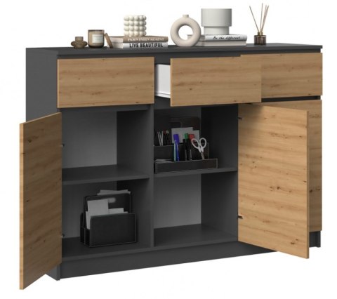Komoda 3D3S 120x40xH97 antracyt/artisan TOP E SHOP Komoda 3D3S 120x40xH97 antracyt/artisan TOP E SHOP