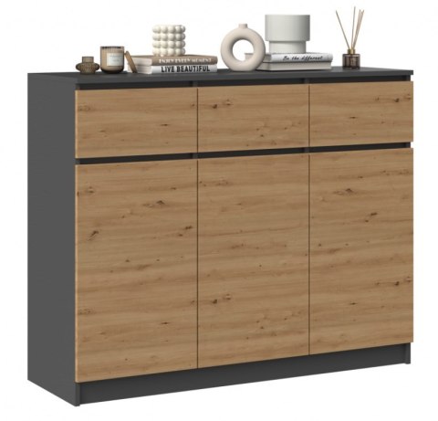 Komoda 3D3S 120x40xH97 antracyt/artisan TOP E SHOP Komoda 3D3S 120x40xH97 antracyt/artisan TOP E SHOP