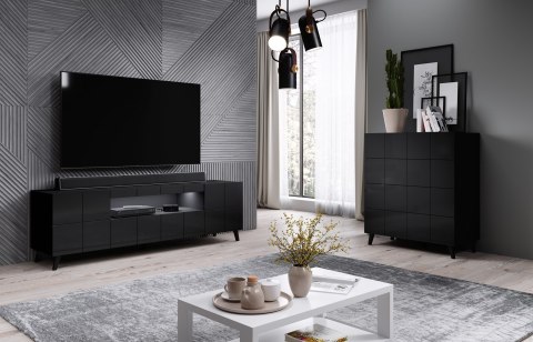 Komoda 4S REJA czarny połysk/ czarny połysk Cama MEBLE Komoda 4S REJA czarny połysk/ czarny połysk Cama MEBLE