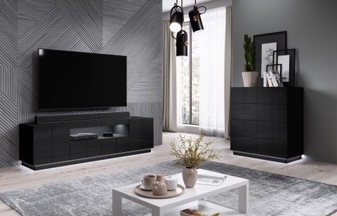 Komoda 4S REJA czarny połysk/ czarny połysk Cama MEBLE Komoda 4S REJA czarny połysk/ czarny połysk Cama MEBLE