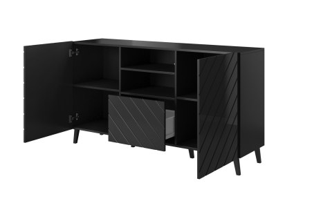 Komoda ABETO 150x42x82 czarny/czarny połysk Cama MEBLE Komoda ABETO 150x42x82 czarny/czarny połysk Cama MEBLE