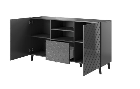 Komoda ABETO 150x42x82 grafit/grafit połysk Cama MEBLE Komoda ABETO 150x42x82 grafit/grafit połysk Cama MEBLE