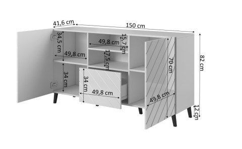 Komoda ABETO 150x42x82 grafit/grafit połysk Cama MEBLE Komoda ABETO 150x42x82 grafit/grafit połysk Cama MEBLE
