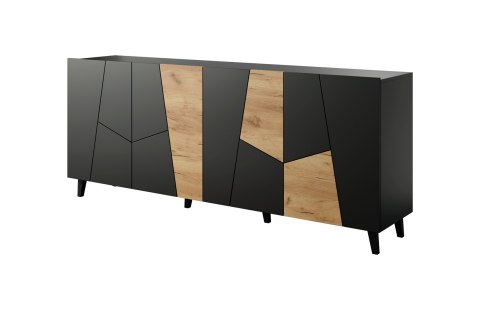 Komoda ETNA 200x42x82 czarny mat + dąb craft Cama MEBLE Komoda ETNA 200x42x82 czarny mat + dąb craft Cama MEBLE