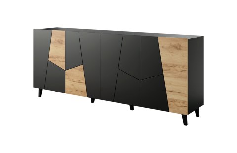 Komoda ETNA 200x42x82 czarny mat + dąb craft Cama MEBLE Komoda ETNA 200x42x82 czarny mat + dąb craft Cama MEBLE