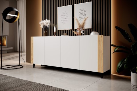 Komoda FARO 200x42x82 biały mat + dąb craft Cama MEBLE Komoda FARO 200x42x82 biały mat + dąb craft Cama MEBLE