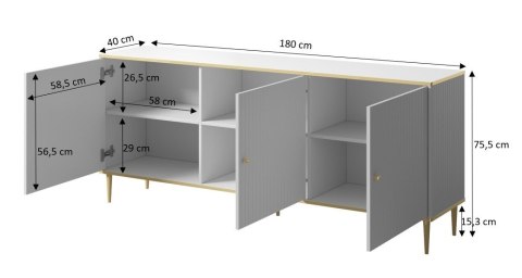 Komoda GLAMOUR 180x40x75,5 czarny mat + złoty Cama MEBLE Komoda GLAMOUR 180x40x75,5 czarny mat + złoty Cama MEBLE