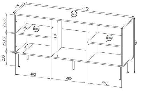 Komoda HOLE 152x42,5xH74,5 biały mat Cama MEBLE Komoda HOLE 152x42,5xH74,5 biały mat Cama MEBLE