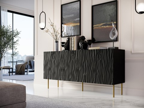 Komoda JUNGLE 152x40,5x74,5 czarny mat + złote nóżki Cama MEBLE Komoda JUNGLE 152x40,5x74,5 czarny mat + złote nóżki Cama MEBLE