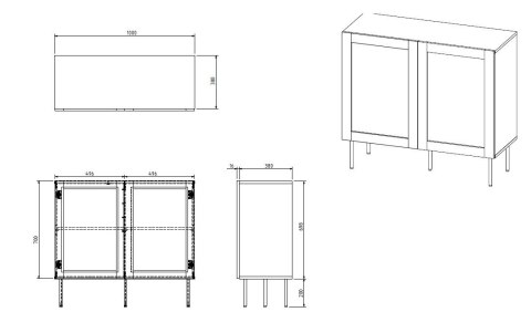 Komoda JUTA 2D 100x39,5x90 czarny + linol calabria Cama MEBLE Komoda JUTA 2D 100x39,5x90 czarny + linol calabria Cama MEBLE