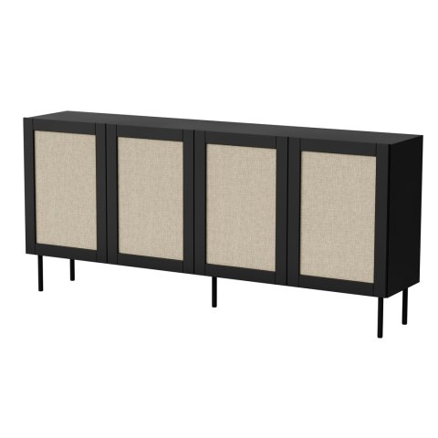 Komoda JUTA 4D 202x39,5x85 czarny + linol calabria Cama MEBLE Komoda JUTA 4D 202x39,5x85 czarny + linol calabria Cama MEBLE
