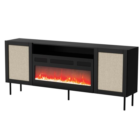 Komoda JUTA EF + kominek elektryczny 202x39,5x85 czarny + linol calabria Cama MEBLE Komoda JUTA EF + kominek elektryczny 202x39,5x85 czarny + linol calabria Cama MEBLE