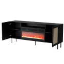 Komoda JUTA EF + kominek elektryczny 202x39,5x85 czarny + linol calabria Cama MEBLE