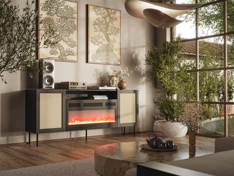 Komoda JUTA EF + kominek elektryczny 202x39,5x85 czarny + linol calabria Cama MEBLE Komoda JUTA EF + kominek elektryczny 202x39,5x85 czarny + linol calabria Cama MEBLE