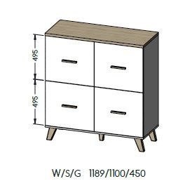 Komoda LOTTA 110 4D wotan + czarny mat Cama MEBLE Komoda LOTTA 110 4D wotan + czarny mat Cama MEBLE