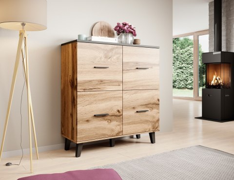Komoda LOTTA 110 4D wotan + czarny mat Cama MEBLE Komoda LOTTA 110 4D wotan + czarny mat Cama MEBLE