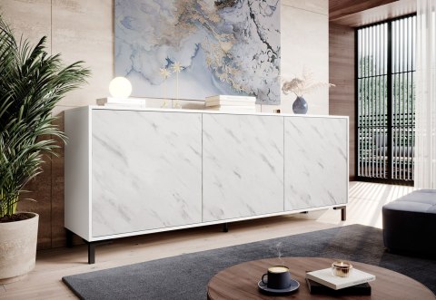 Komoda MARMO 3D 200x45xH80,5 biały mat/marmur biały Cama MEBLE Komoda MARMO 3D 200x45xH80,5 biały mat/marmur biały Cama MEBLE