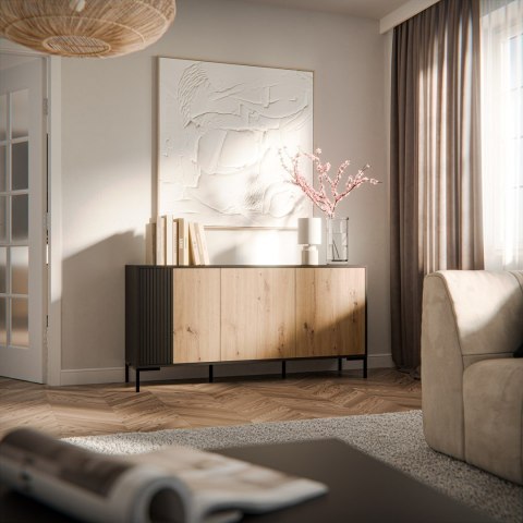 Komoda MERCI 151x40x74 czarny/dąb artisan Cama MEBLE Komoda MERCI 151x40x74 czarny/dąb artisan Cama MEBLE