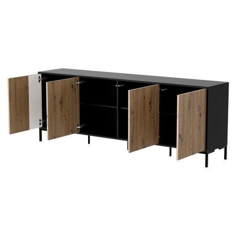 Komoda MERCI 200x40x74 czarny/dąb artisan Cama MEBLE Komoda MERCI 200x40x74 czarny/dąb artisan Cama MEBLE