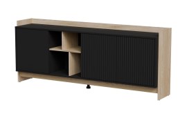 Komoda PORTO 3D 190x38x77 dąb/czarny Cama MEBLE