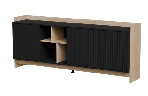 Komoda PORTO 3D 190x38x77 dąb/czarny Cama MEBLE