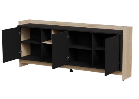 Komoda PORTO 3D 190x38x77 dąb/czarny Cama MEBLE Komoda PORTO 3D 190x38x77 dąb/czarny Cama MEBLE