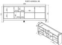 Komoda PORTO 3D 190x38x77 dąb/czarny Cama MEBLE