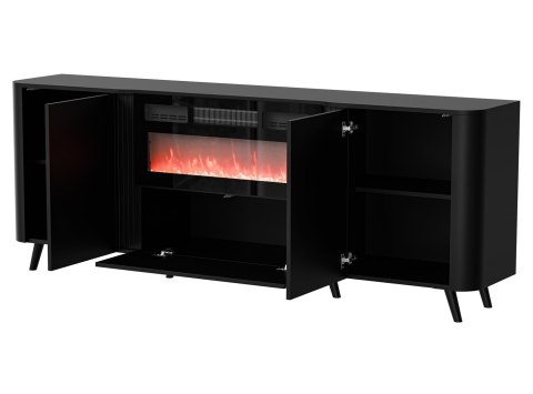Komoda VOLARE 200x39x75 czarny + kominek Cama MEBLE Komoda VOLARE 200x39x75 czarny + kominek Cama MEBLE