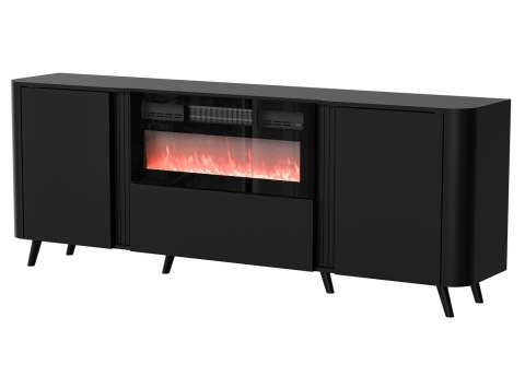 Komoda VOLARE 200x39x75 czarny + kominek Cama MEBLE Komoda VOLARE 200x39x75 czarny + kominek Cama MEBLE