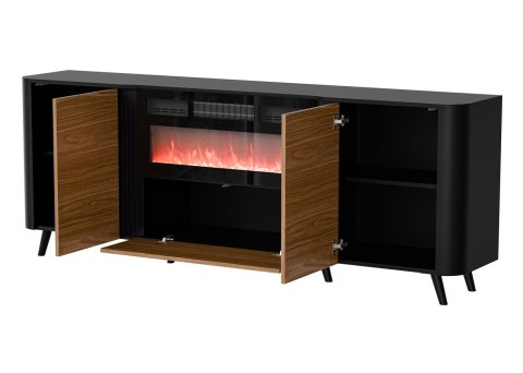 Komoda VOLARE 200x39x75 czarny/orzech + kominek Cama MEBLE Komoda VOLARE 200x39x75 czarny/orzech + kominek Cama MEBLE