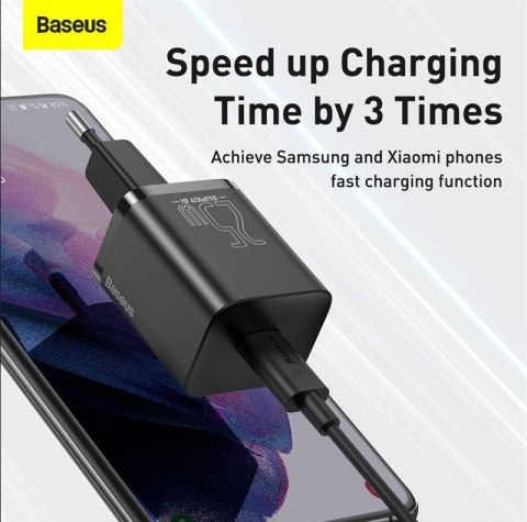 BASEUS ŁADOWARKA SIECIOWA Z KABLEM USB-C DO USB-C TZCCSUP-L01 SUPER SI 1C 25W CZARNA Baseus BASEUS ŁADOWARKA SIECIOWA Z KABLEM USB-C DO USB-C TZCCSUP-L01 SUPER SI 1C 25W CZARNA Baseus