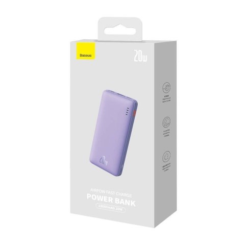 BASEUS POWERBANK AIRPOW 10000MAH 20W (FIOLETOWY) Baseus BASEUS POWERBANK AIRPOW 10000MAH 20W (FIOLETOWY) Baseus