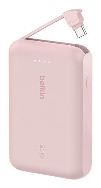 BELKIN POWERBANK 10 000 MAH, 20W, KABEL USB-C,PINK Belkin BELKIN POWERBANK 10 000 MAH, 20W, KABEL USB-C,PINK Belkin