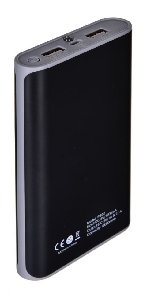 Power Bank PB02 (10000mAh; microUSB, USB 2.0; kolor czarny) No name Power Bank PB02 (10000mAh; microUSB, USB 2.0; kolor czarny) No name