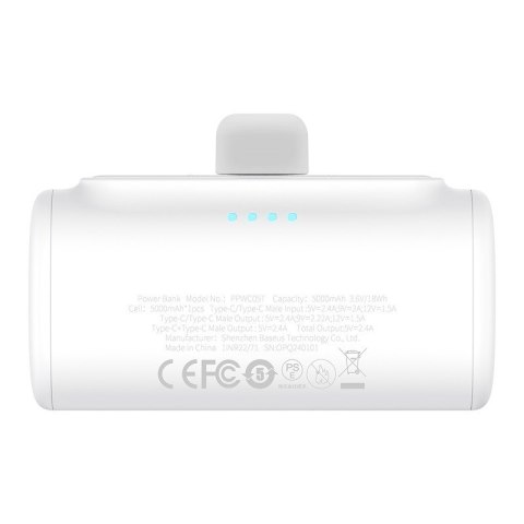 Powerbank Baseus Compact 5000mAh USB-C (biały) Baseus Powerbank Baseus Compact 5000mAh USB-C (biały) Baseus